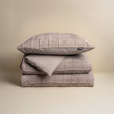 Faux Fur Duvet Cover Set Faux Fur Check | Taupe | Single - 140cm (W) x 220cm (L) - The Bedding & Blankets Store