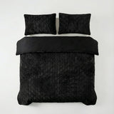 Faux Fur Duvet Cover Set Syon | Black | King Long - 240cm (W) x 220cm (L) - The Bedding & Blankets Store