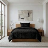 Faux Fur Duvet Cover Set Syon | Black | King Long - 240cm (W) x 220cm (L) - The Bedding & Blankets Store