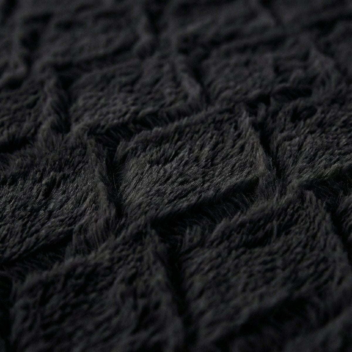 Faux Fur Duvet Cover Set Syon | Black | King Long - 240cm (W) x 220cm (L) - The Bedding & Blankets Store