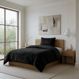 Faux Fur Duvet Cover Set Syon | Black | King Long - 240cm (W) x 220cm (L) - The Bedding & Blankets Store