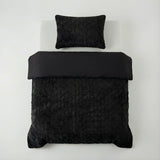Faux Fur Duvet Cover Set Syon | Black | King Long - 240cm (W) x 220cm (L) - The Bedding & Blankets Store