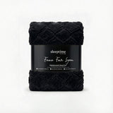 Faux Fur Duvet Cover Set Syon | Black | King Long - 240cm (W) x 220cm (L) - The Bedding & Blankets Store