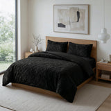 Faux Fur Duvet Cover Set Syon | Black | King Long - 240cm (W) x 220cm (L) - The Bedding & Blankets Store