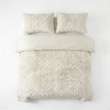 Faux Fur Duvet Cover Set Syon | Cream | King Long - 240cm (W) x 220cm (L) - The Bedding & Blankets Store