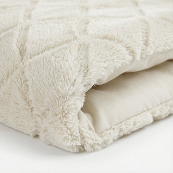 Faux Fur Duvet Cover Set Syon | Cream | King Long - 240cm (W) x 220cm (L) - The Bedding & Blankets Store