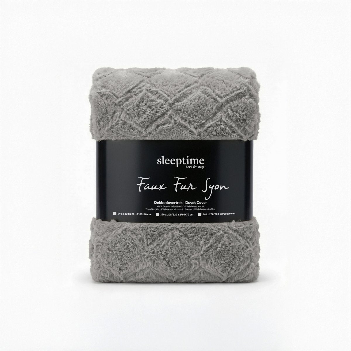 Faux Fur Duvet Cover Set Syon | Grey | King Long - 240cm (W) x 220cm (L) - The Bedding & Blankets Store