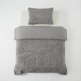 Faux Fur Duvet Cover Set Syon | Grey | King Long - 240cm (W) x 220cm (L) - The Bedding & Blankets Store
