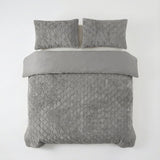 Faux Fur Duvet Cover Set Syon | Grey | King Long - 240cm (W) x 220cm (L) - The Bedding & Blankets Store