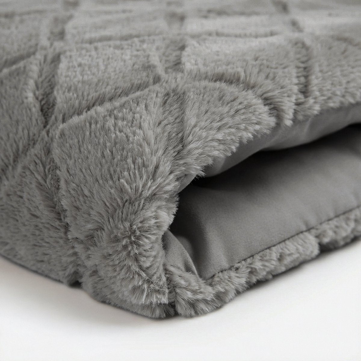 Faux Fur Duvet Cover Set Syon | Grey | King Long - 240cm (W) x 220cm (L) - The Bedding & Blankets Store