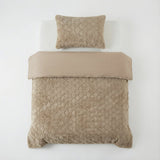 Faux Fur Duvet Cover Set Syon | Taupe | King Long - 240cm (W) x 220cm (L) - The Bedding & Blankets Store