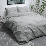 Flanel Duvet Cover Set Flanel Jason | Grey | King - 240cm (W) x 200/220cm (L) - The Bedding & Blankets Store