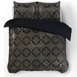 Flannel Fleece Duvet Cover Set Glamour Art Foil Design | Black | Double - 200cm (W) x 200/220cm (L) - The Bedding & Blankets Store