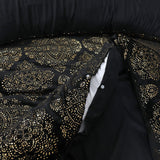 Flannel Fleece Duvet Cover Set Glamour Art Foil Design | Black | Double - 200cm (W) x 200/220cm (L) - The Bedding & Blankets Store