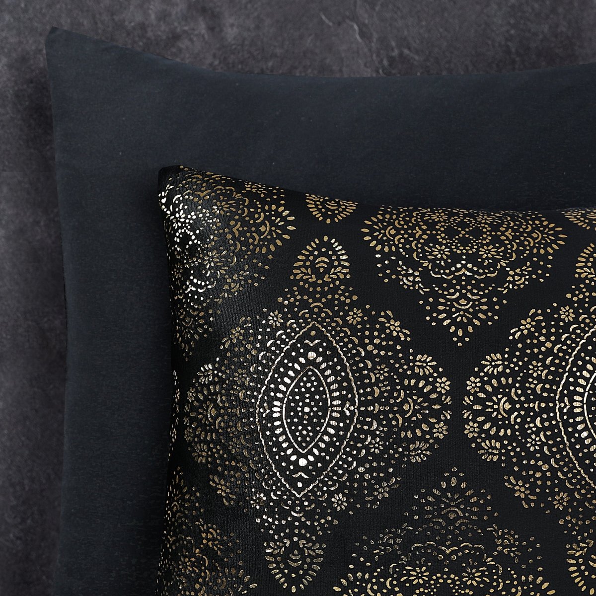 Flannel Fleece Duvet Cover Set Glamour Art Foil Design | Black | Double - 200cm (W) x 200/220cm (L) - The Bedding & Blankets Store