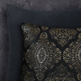 Flannel Fleece Duvet Cover Set Glamour Art Foil Design | Black | Double - 200cm (W) x 200/220cm (L) - The Bedding & Blankets Store