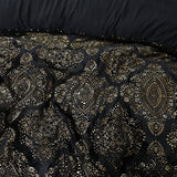 Flannel Fleece Duvet Cover Set Glamour Art Foil Design | Black | Double - 200cm (W) x 200/220cm (L) - The Bedding & Blankets Store