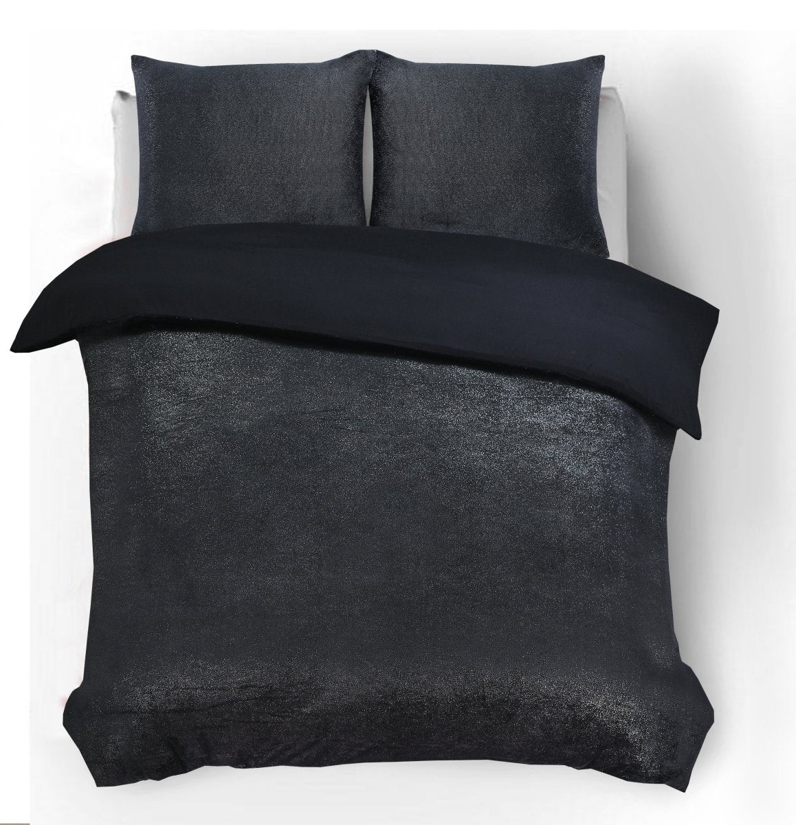 Flannel Fleece Duvet Cover Set Glamour Deco Foil | Black | Single - 140cm (W) x 220cm (L) - The Bedding & Blankets Store
