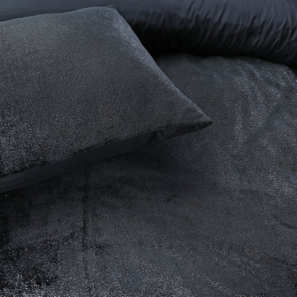 Flannel Fleece Duvet Cover Set Glamour Deco Foil | Black | Single - 140cm (W) x 220cm (L) - The Bedding & Blankets Store