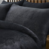 Flannel Fleece Duvet Cover Set Glamour Deco Foil | Black | Single - 140cm (W) x 220cm (L) - The Bedding & Blankets Store