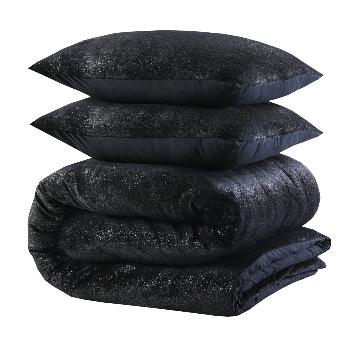 Flannel Fleece Duvet Cover Set Glamour Deco Foil | Black | Single - 140cm (W) x 220cm (L) - The Bedding & Blankets Store
