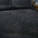 Flannel Fleece Duvet Cover Set Glamour Deco Foil | Black | Single - 140cm (W) x 220cm (L) - The Bedding & Blankets Store