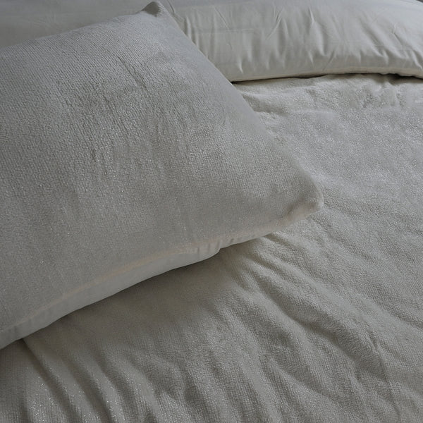 Flannel Fleece Duvet Cover Set Glamour Deco Foil | Cream | Single - 140cm (W) x 220cm (L) - The Bedding & Blankets Store