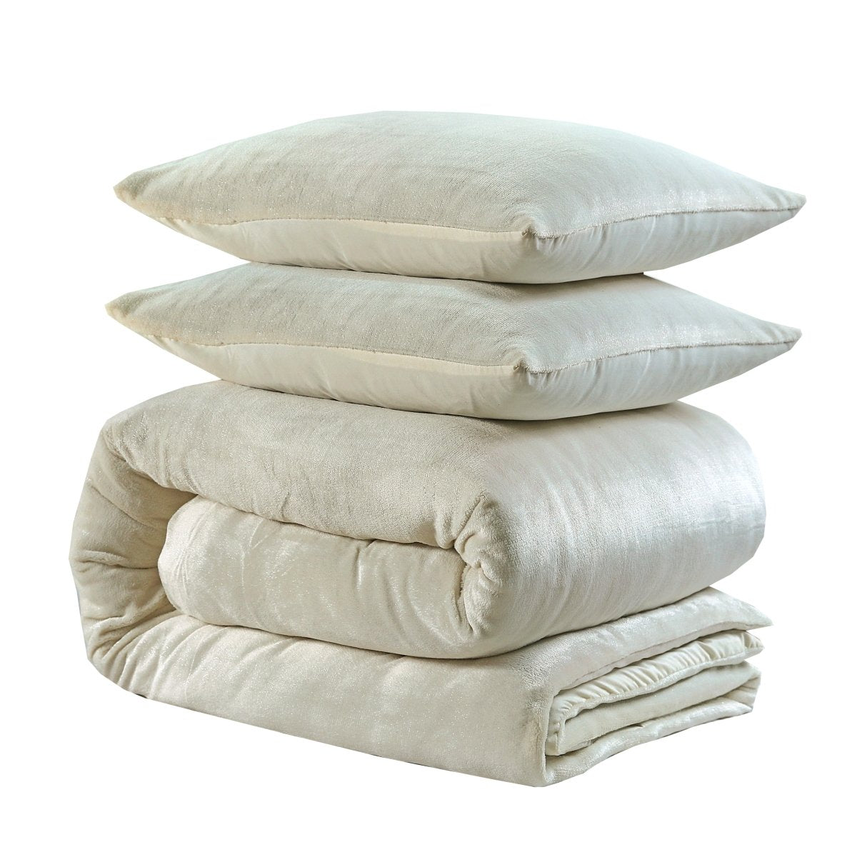 Flannel Fleece Duvet Cover Set Glamour Deco Foil | Cream | Single - 140cm (W) x 220cm (L) - The Bedding & Blankets Store