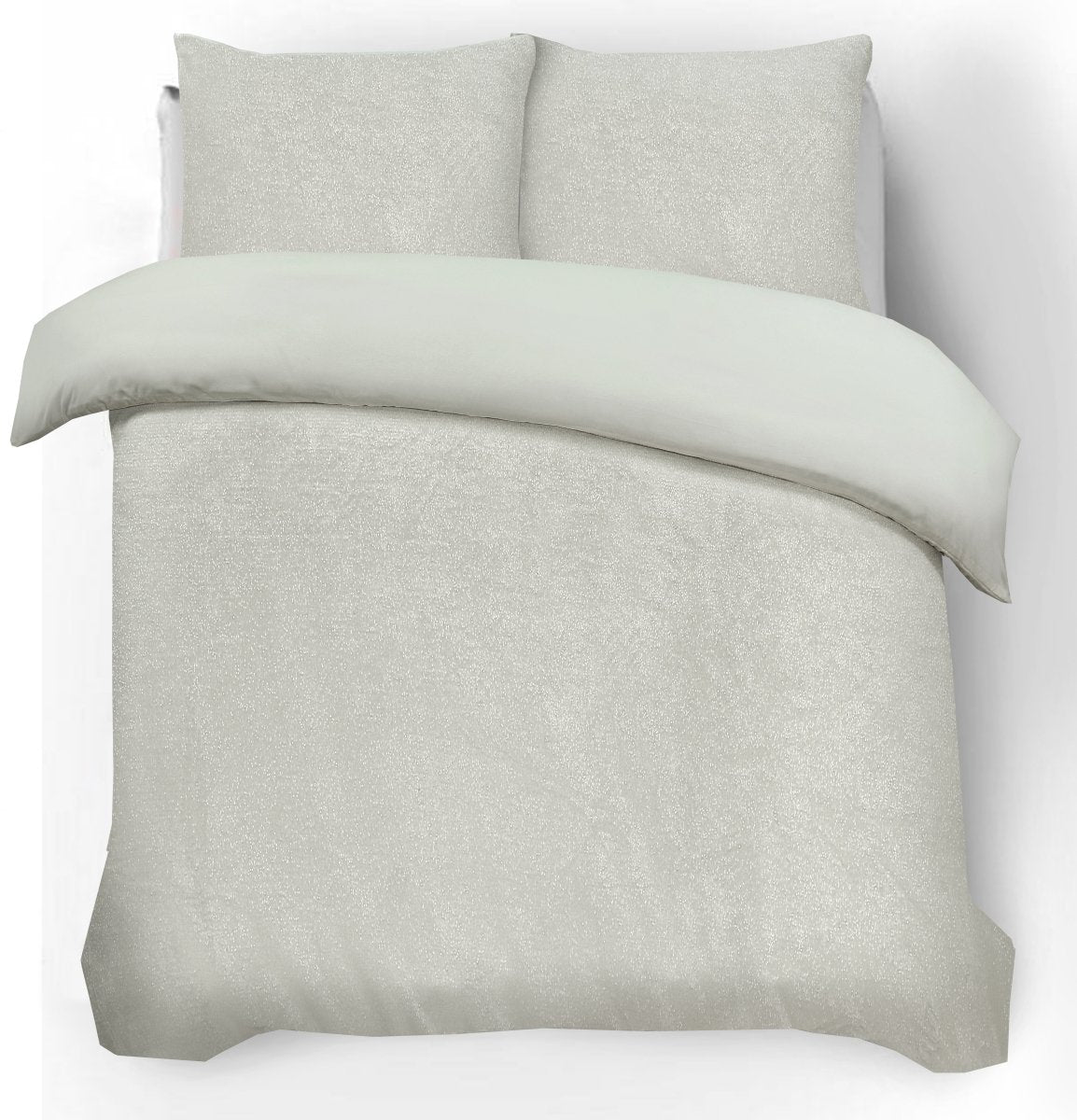 Flannel Fleece Duvet Cover Set Glamour Deco Foil | Cream | Single - 140cm (W) x 220cm (L) - The Bedding & Blankets Store