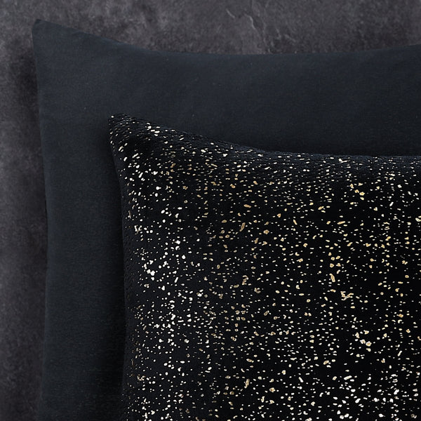 Flannel Fleece Duvet Cover Set Glamour Sparkle Foil | Black | Single - 140cm (W) x 220cm (L) - The Bedding & Blankets Store