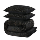 Flannel Fleece Duvet Cover Set Glamour Sparkle Foil | Black | Single - 140cm (W) x 220cm (L) - The Bedding & Blankets Store