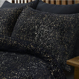 Flannel Fleece Duvet Cover Set Glamour Sparkle Foil | Black | Single - 140cm (W) x 220cm (L) - The Bedding & Blankets Store