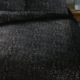 Flannel Fleece Duvet Cover Set Glamour Sparkle Foil | Black | Single - 140cm (W) x 220cm (L) - The Bedding & Blankets Store