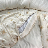 Flannel Fleece Duvet Cover Set Glamour Stars Foil | Cream | Single - 140cm (W) x 220cm (L) - The Bedding & Blankets Store