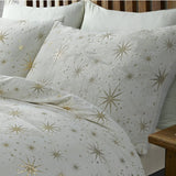 Flannel Fleece Duvet Cover Set Glamour Stars Foil | Cream | Single - 140cm (W) x 220cm (L) - The Bedding & Blankets Store