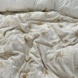 Flannel Fleece Duvet Cover Set Glamour Stars Foil | Cream | Single - 140cm (W) x 220cm (L) - The Bedding & Blankets Store