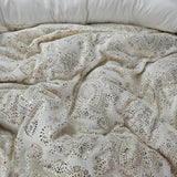 Flannel Fleece Duvet Cover Set Glomour Art Foil Design | Cream | Double - 200cm (W) x 200/220cm (L) - The Bedding & Blankets Store