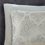 Flannel Fleece Duvet Cover Set Glomour Art Foil Design | Cream | Double - 200cm (W) x 200/220cm (L) - The Bedding & Blankets Store