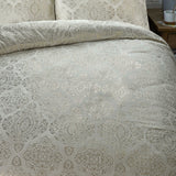 Flannel Fleece Duvet Cover Set Glomour Art Foil Design | Cream | Double - 200cm (W) x 200/220cm (L) - The Bedding & Blankets Store