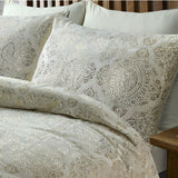 Flannel Fleece Duvet Cover Set Glomour Art Foil Design | Cream | Double - 200cm (W) x 200/220cm (L) - The Bedding & Blankets Store