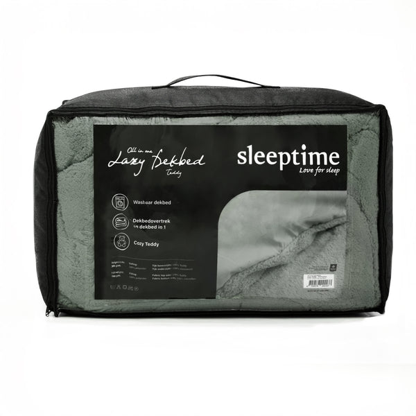 Lazy Teddy Duvet | Dark Green | Single - 140cm (W) x 200cm (L) - The Bedding & Blankets Store