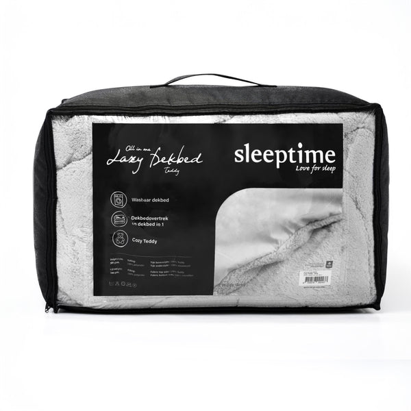 Lazy Teddy Duvet | Grey | Single - 140cm (W) x 200cm (L) - The Bedding & Blankets Store