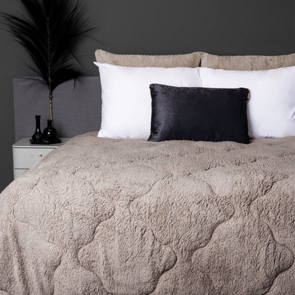 Lazy Teddy Duvet | Taupe | Single - 140cm (W) x 200cm (L) - The Bedding & Blankets Store