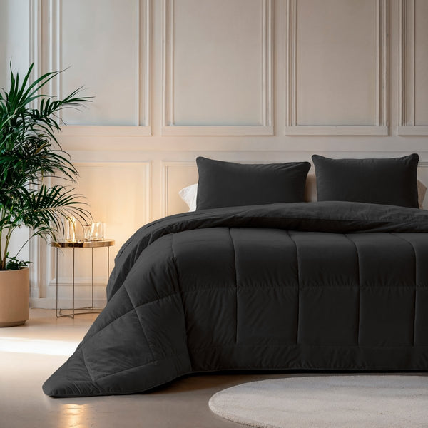 Lazy Velvet Duvet | Black | Single - 140cm (W) x 200cm (L) - The Bedding & Blankets Store