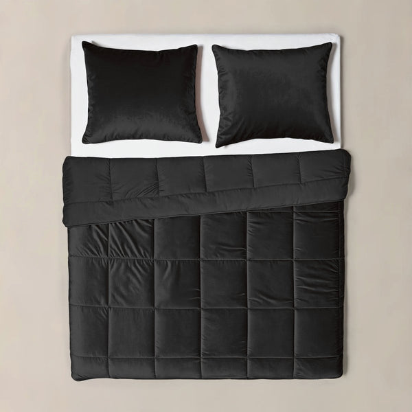 Lazy Velvet Duvet | Black | Single - 140cm (W) x 200cm (L) - The Bedding & Blankets Store