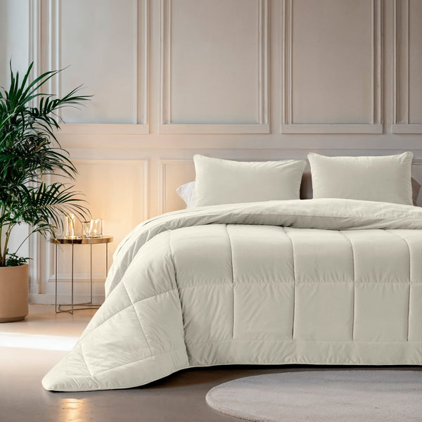 Lazy Velvet Duvet | Cream | Single - 140cm (W) x 200cm (L) - The Bedding & Blankets Store