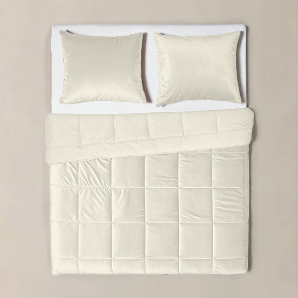 Lazy Velvet Duvet | Cream | Single - 140cm (W) x 200cm (L) - The Bedding & Blankets Store