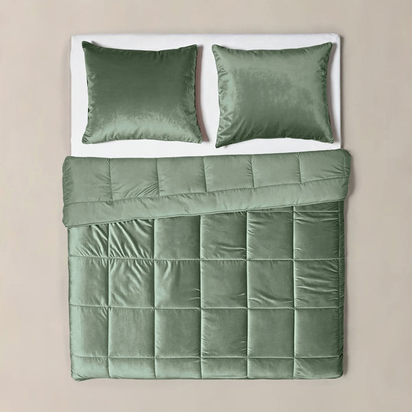 Lazy Velvet Duvet | Green | Single - 140cm (W) x 200cm (L) - The Bedding & Blankets Store
