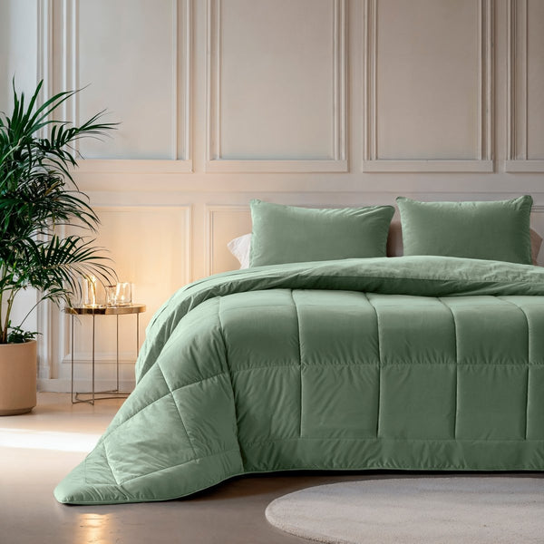 Lazy Velvet Duvet | Green | Single - 140cm (W) x 200cm (L) - The Bedding & Blankets Store