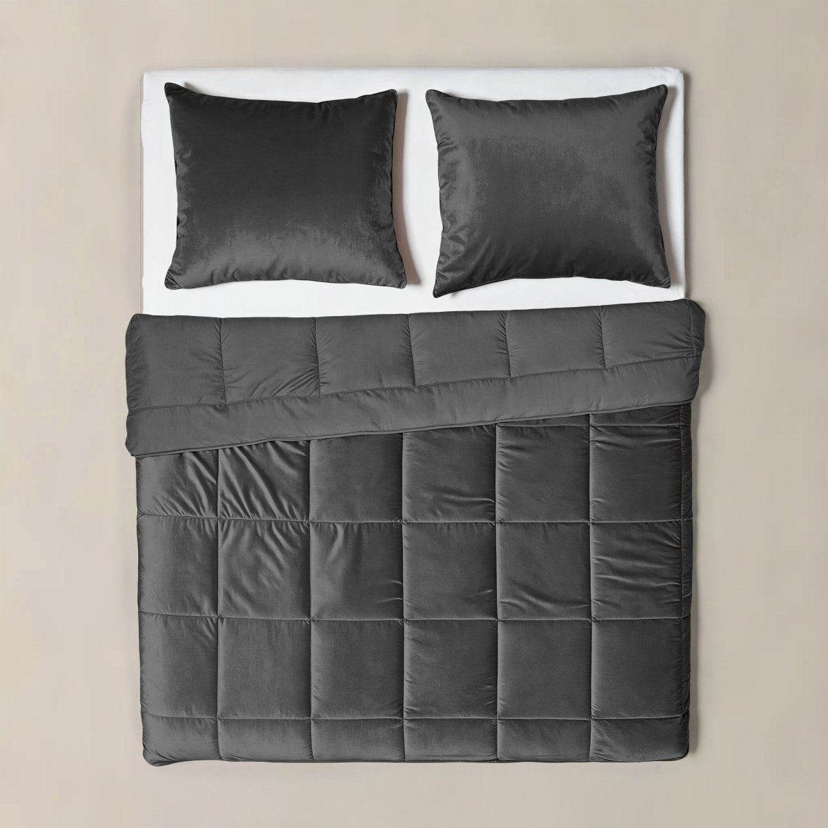 Lazy Velvet Duvet | Grey Anthracite | Single - 140cm (W) x 200cm (L) - The Bedding & Blankets Store